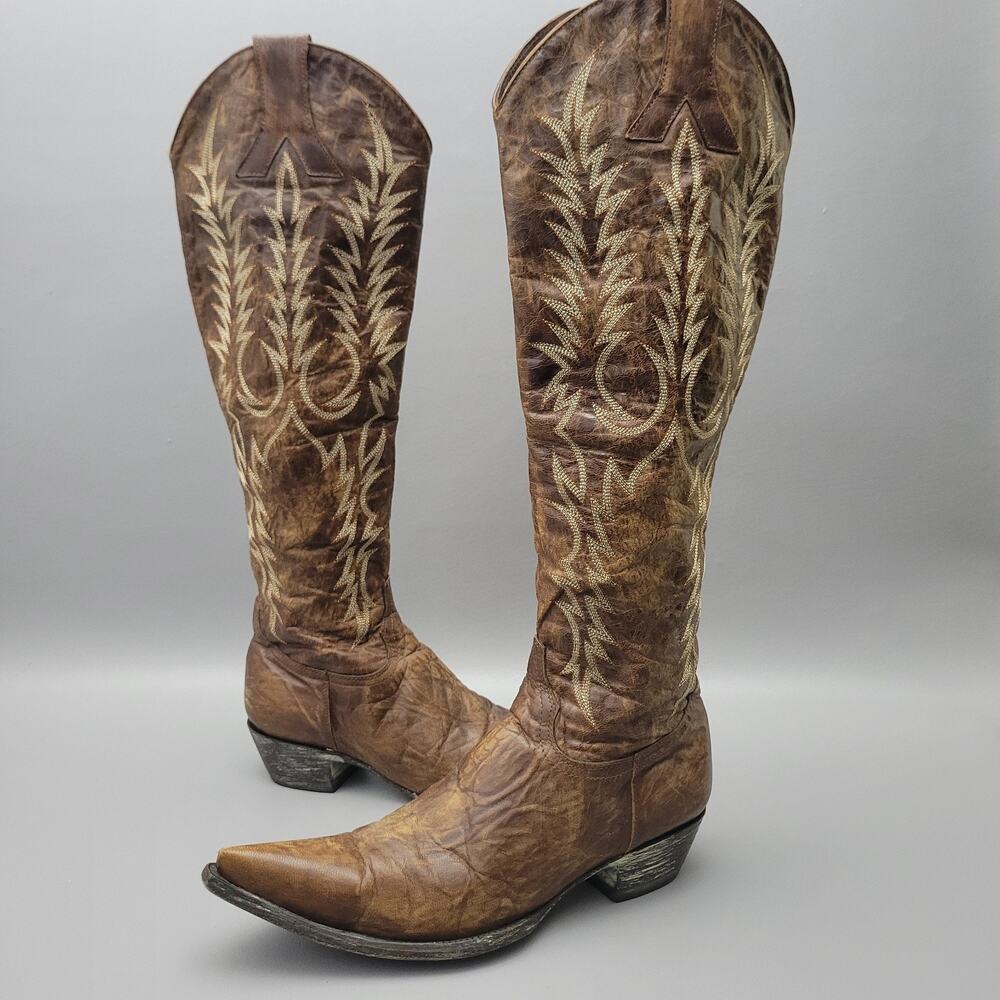 Womens Old Gringo Mayra Brass Tall Over The Knee Western Boots Size 7.5 B